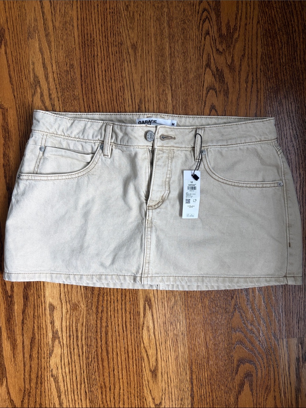 NWT Garage Cream Denim Mini Skirt Size Medium